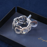 Fermaglio Tondo in Lega con Dettagli in Vetro