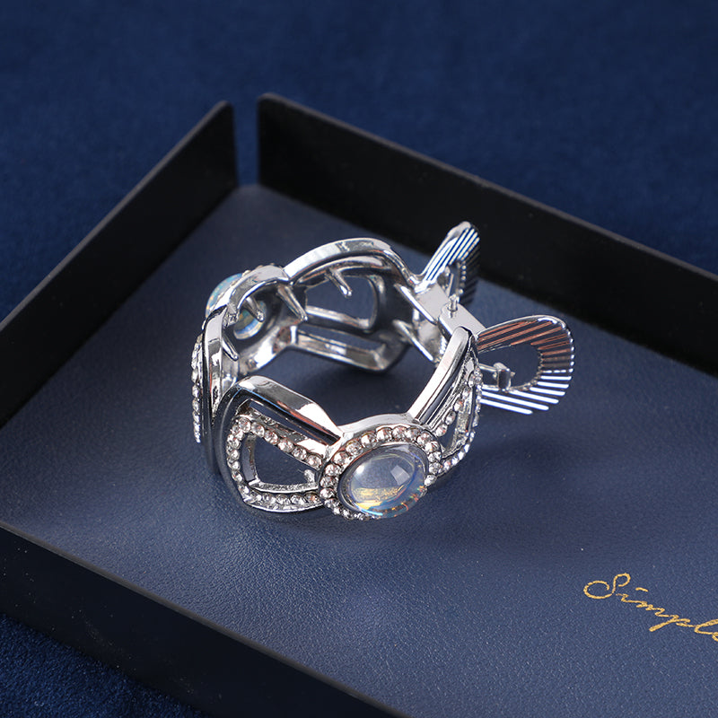 Fermaglio Tondo in Lega con Dettagli in Vetro