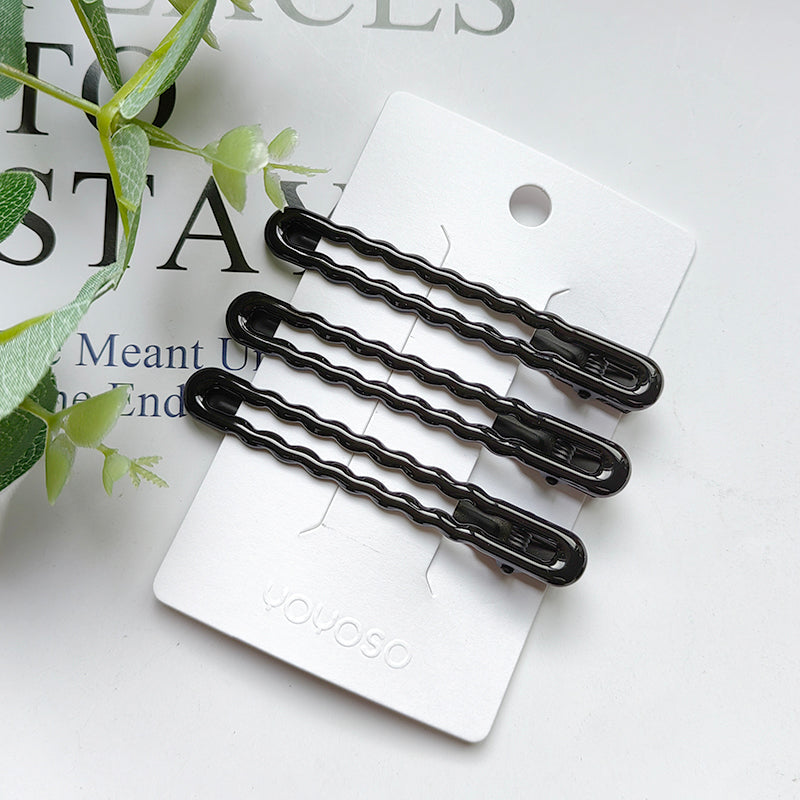 Clip a becco d'anatra ondulato nero lucido - 3 pz