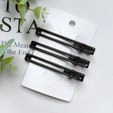 Clip a becco d'anatra quadrata nera lucida - 3 pz