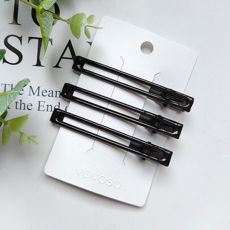 Clip a becco d'anatra quadrata nera lucida - 3 pz