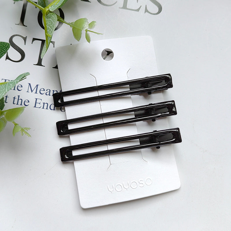 Clip a becco d'anatra quadrata nera lucida - 3 pz