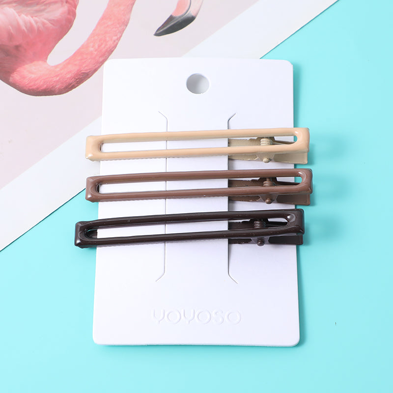 Clip a becco d'anatra quadrata lucida di colore caffè - 3 pz