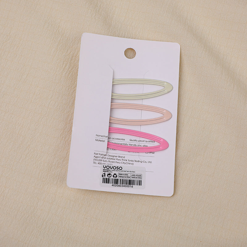 Fermaglio per capelli epossidico colorato con foglie rosa-3 pezzi