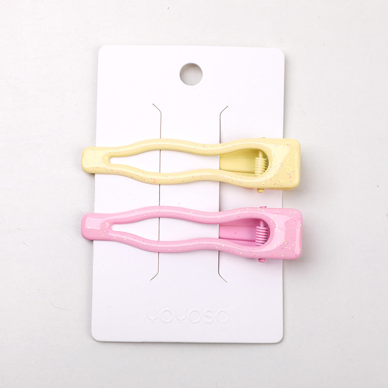 Epossidico colorato rosa ondulazione capelli clip-2pcs