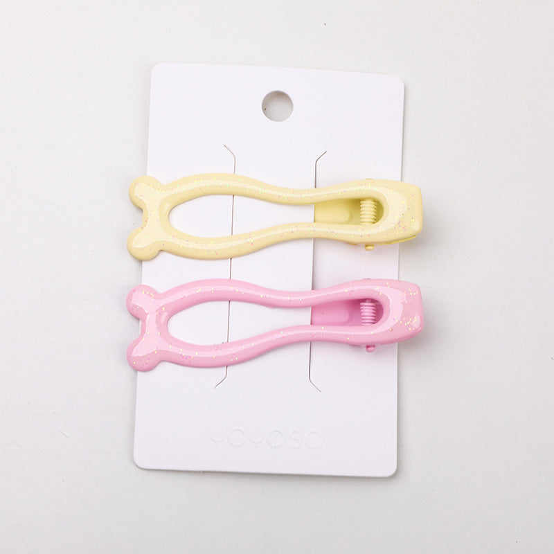 Fermaglio per capelli epossidico colorato rosa orsetto-2 pezzi