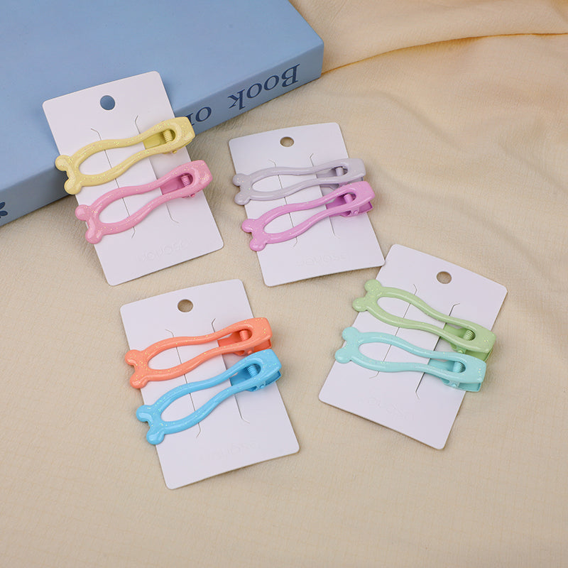 Fermaglio per capelli epossidico colorato rosa orsetto-2 pezzi