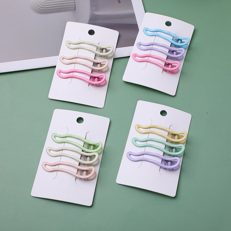 Fermaglio per capelli ondulato rosa colorato epossidico-3 pezzi