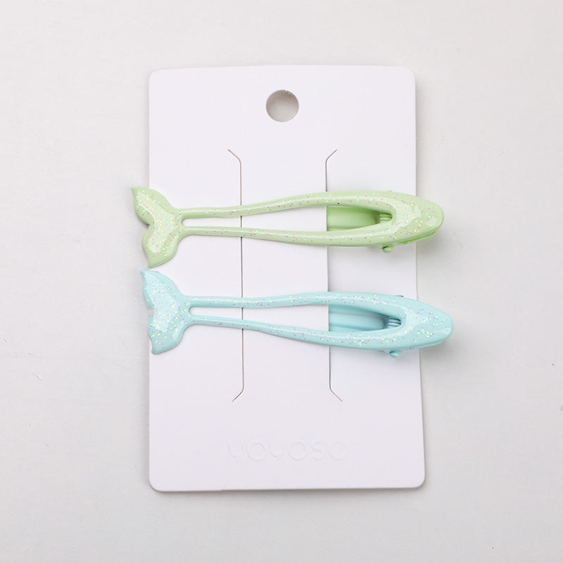 Fermaglio per capelli epossidico colorato a forma di pesciolino rosa-2 pezzi