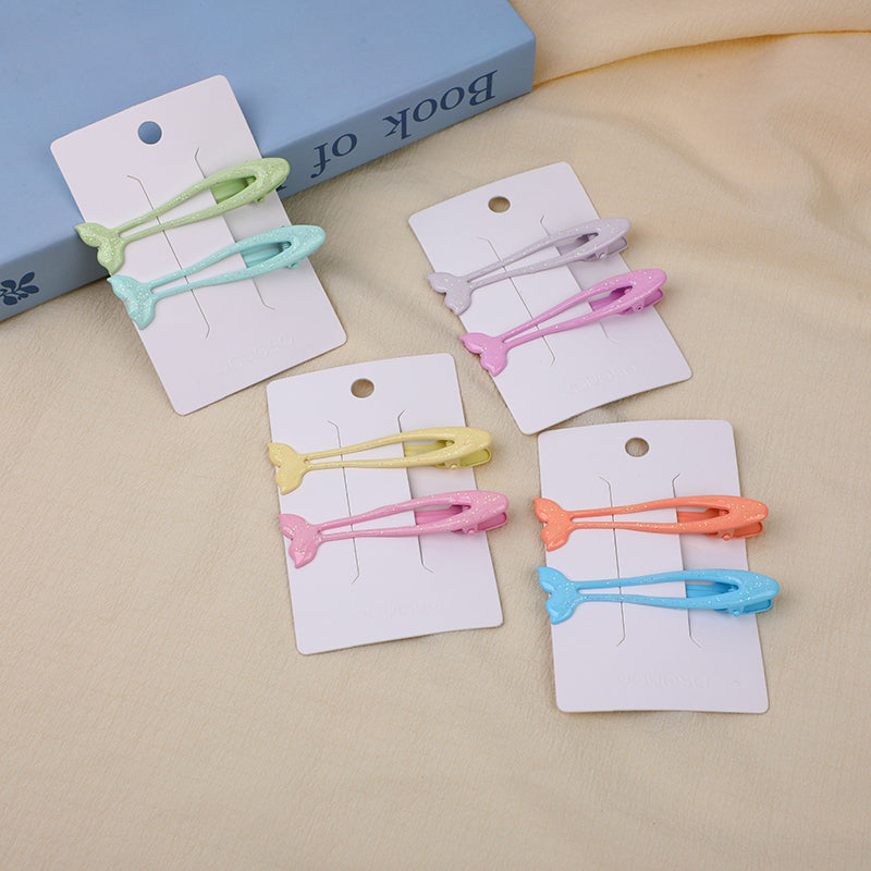 Fermaglio per capelli epossidico colorato a forma di pesciolino rosa-2 pezzi