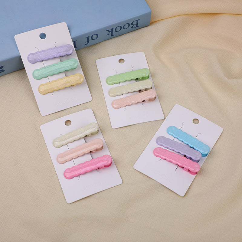 Fermaglio per capelli bruco rosa colorato epossidico-3 pezzi