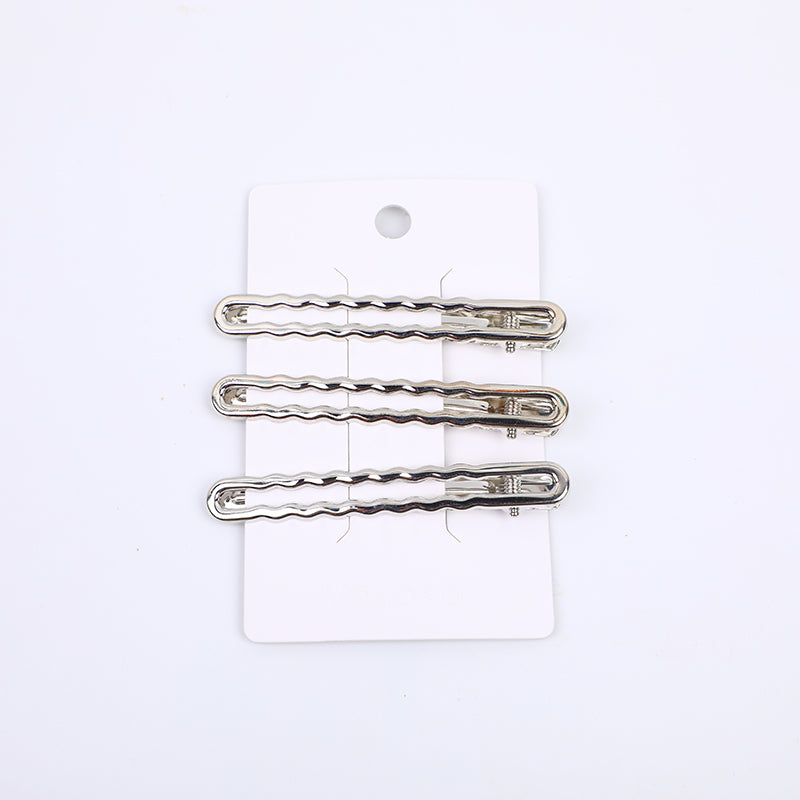 Grande fermaglio per capelli ondulato argentato-3 pezzi