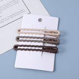 Set di 3 Fermagli a Becco d'Anatra Ondulati Color Caffè