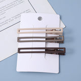 Set di 3 Fermagli a Becco d'Anatra Quadrati Color Caffè