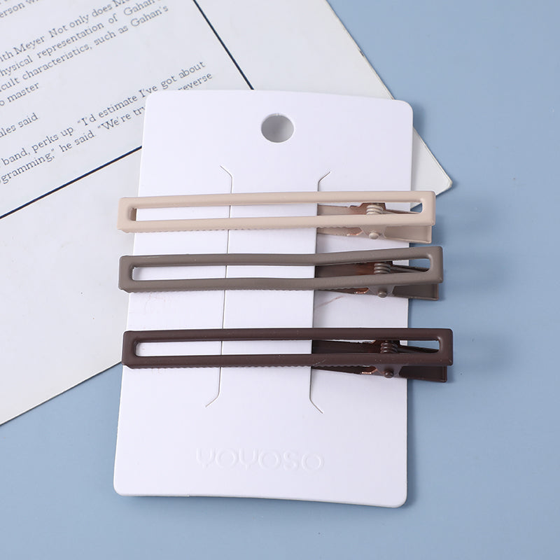 Set di 3 Fermagli a Becco d'Anatra Quadrati Color Caffè