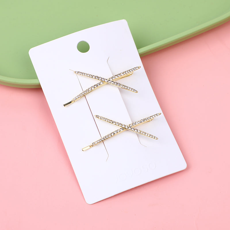 Fermaglio per capelli in lega con strass incrociati