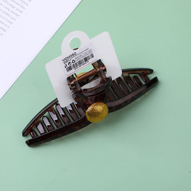 Fermaglio per capelli in acrilico incrociato con toppa rotonda