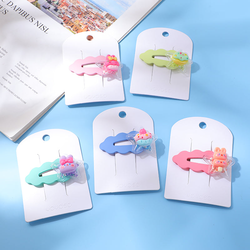 Pin per capelli in acrilico per bambini colorati e adorabili-12