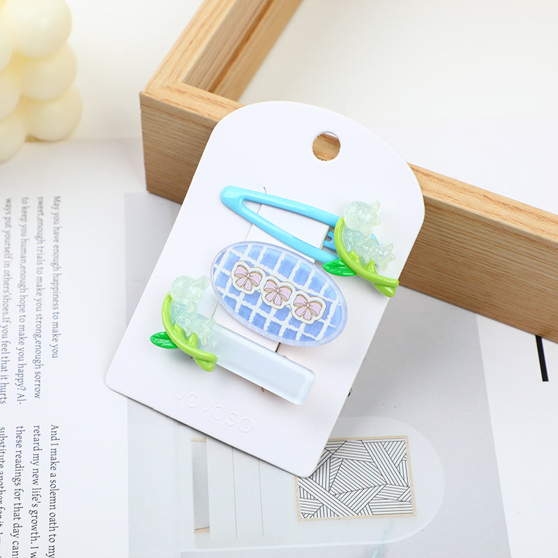 Set di fermagli per capelli con serie di piccoli fiori - 3 pezzi