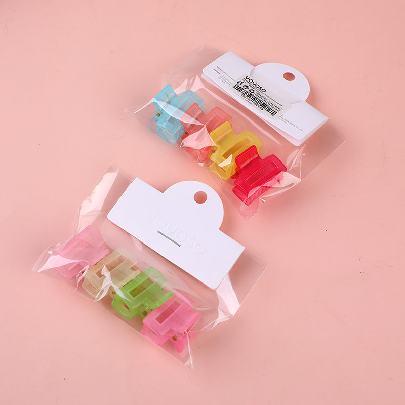 Clip per capelli per bambini in acrilico quadrato traslucido-4