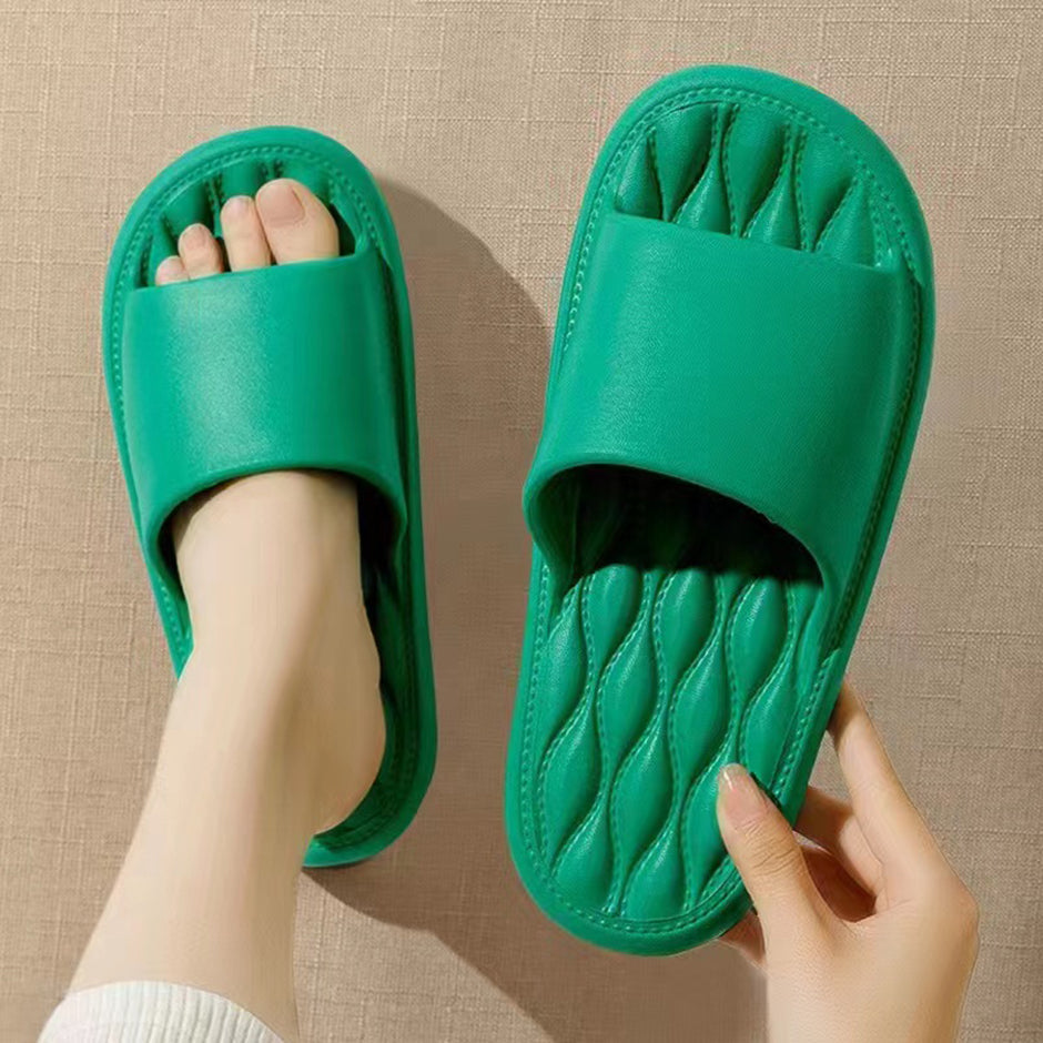 Pantofole da casa da donna con motivo a onde semplici di colore verde misura 38-39