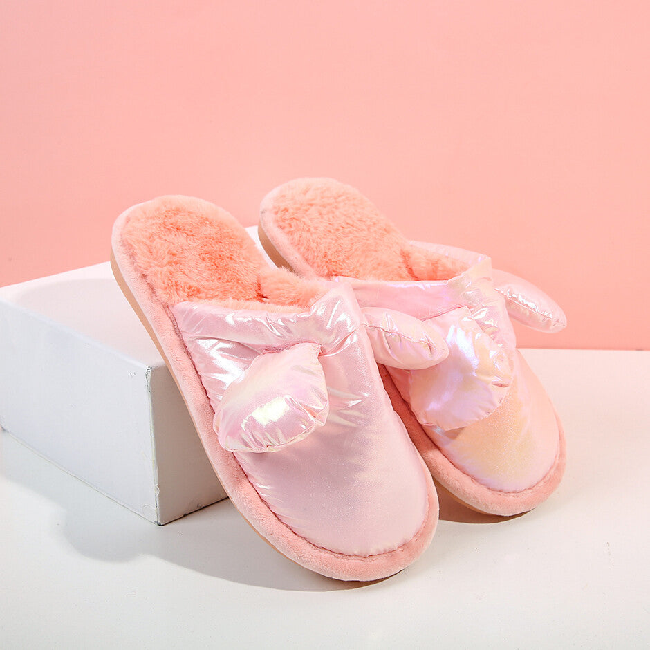 Pantofole in cotone per bambini in piuma laser - rosa 30-31