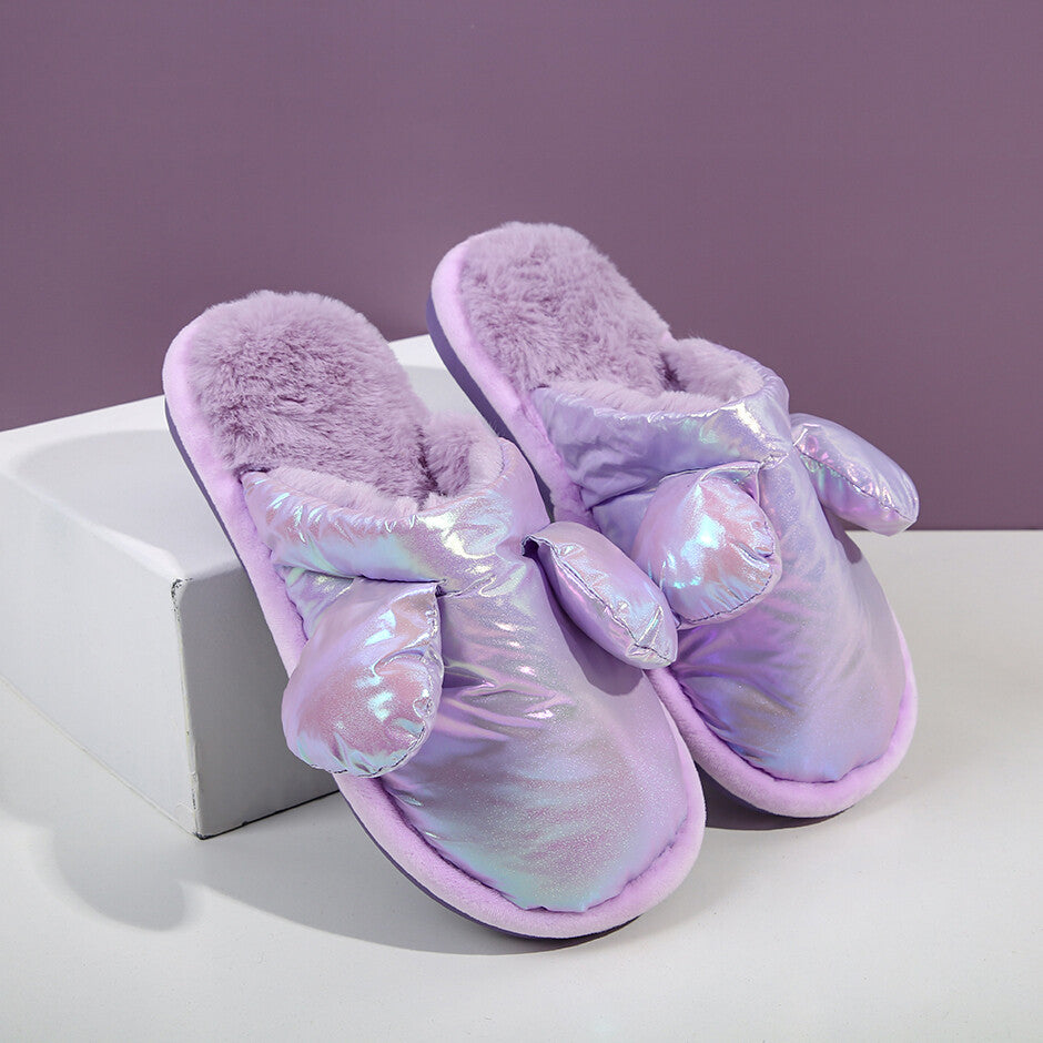 Pantofole in cotone per bambini in piuma laser - viola 34-35