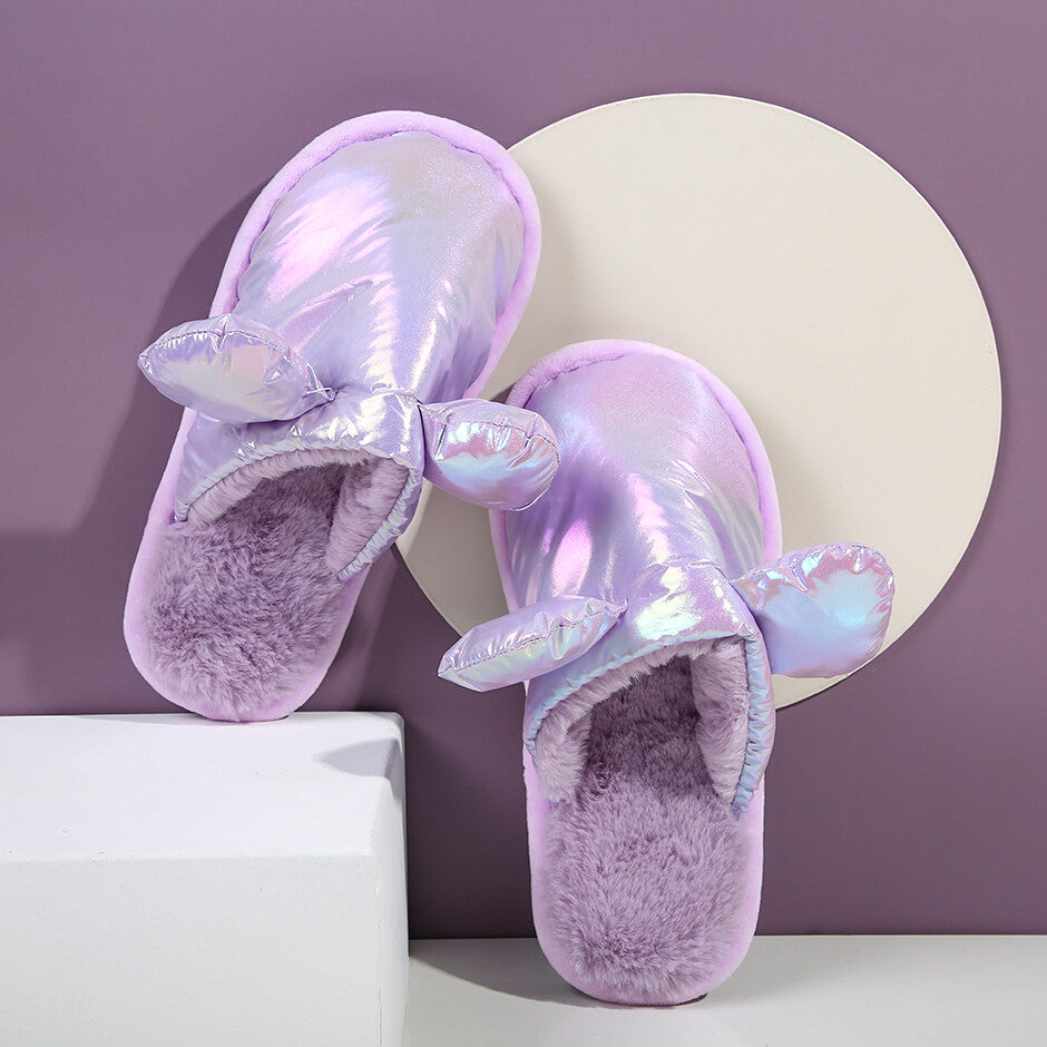 Pantofole in cotone per bambini in piuma laser - viola 34-35