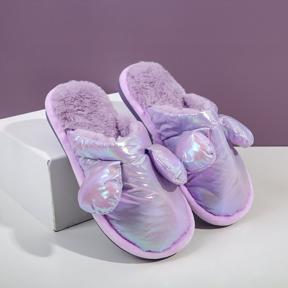 Pantofole in cotone per bambini per la casa in piuma laser-viola 30-31