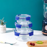 Contenitore rotondo in vetro per alimenti freschi con chiusura a fibbia 950ml