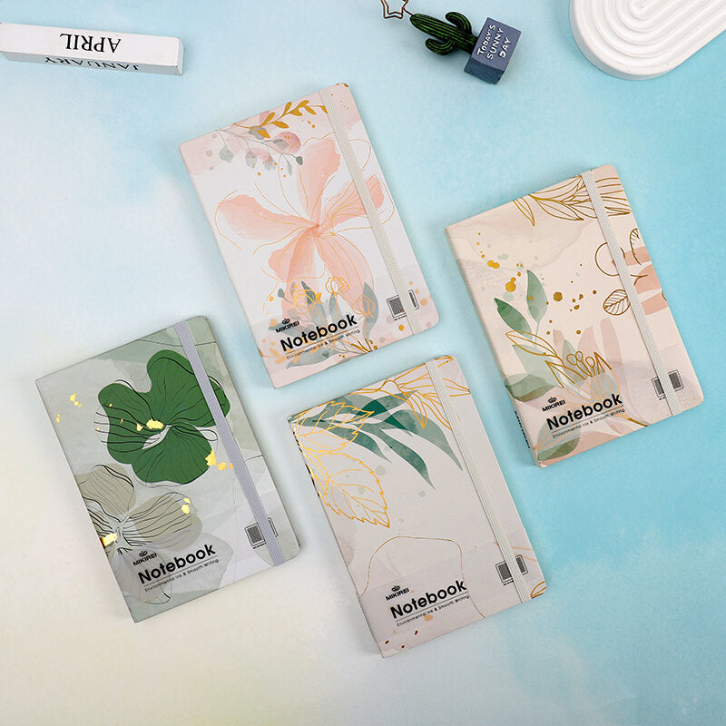 Taccuino con coditina rigida A6-96 della serie Natura a righe orizzontali