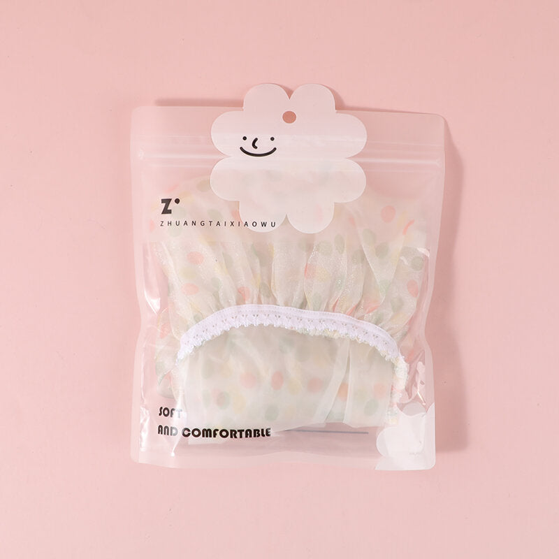 Cuffia da doccia a pois a doppio strato - verde