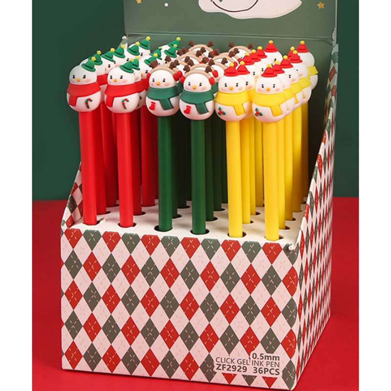 Penna gel natalizia pupazzo di neve blu