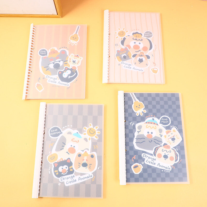 Taccuino a fogli mobili con cani e gatti B5 - pagine interne a righe orizzontali