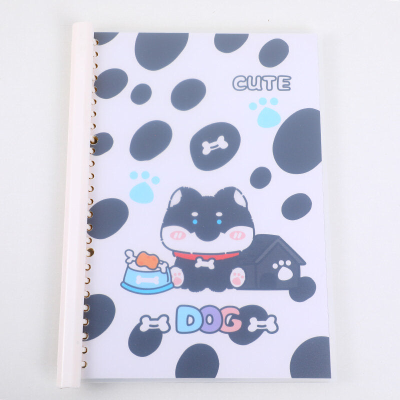 Quaderno a spirale con fogli mobili B5 con simpatico cane e naso grande, pagine interne con righe orizzontali