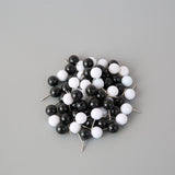 Perni a sfera neri e bianchi da 9 mm in scatola - 60 pezzi