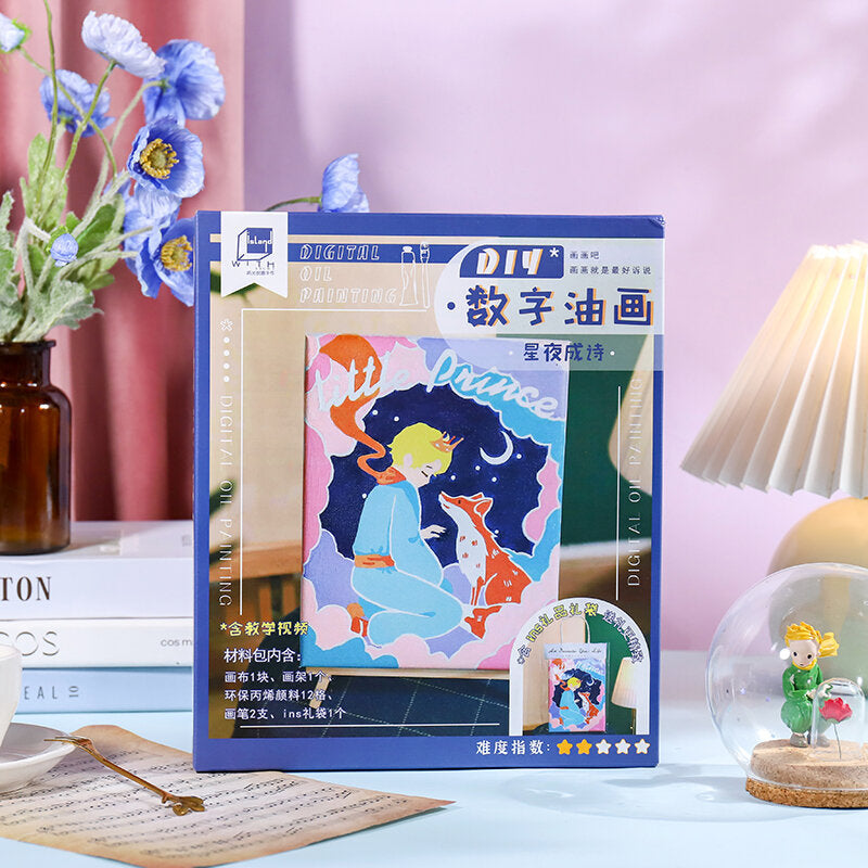 Notte stellata Poesia fai da te pittura a olio digitale