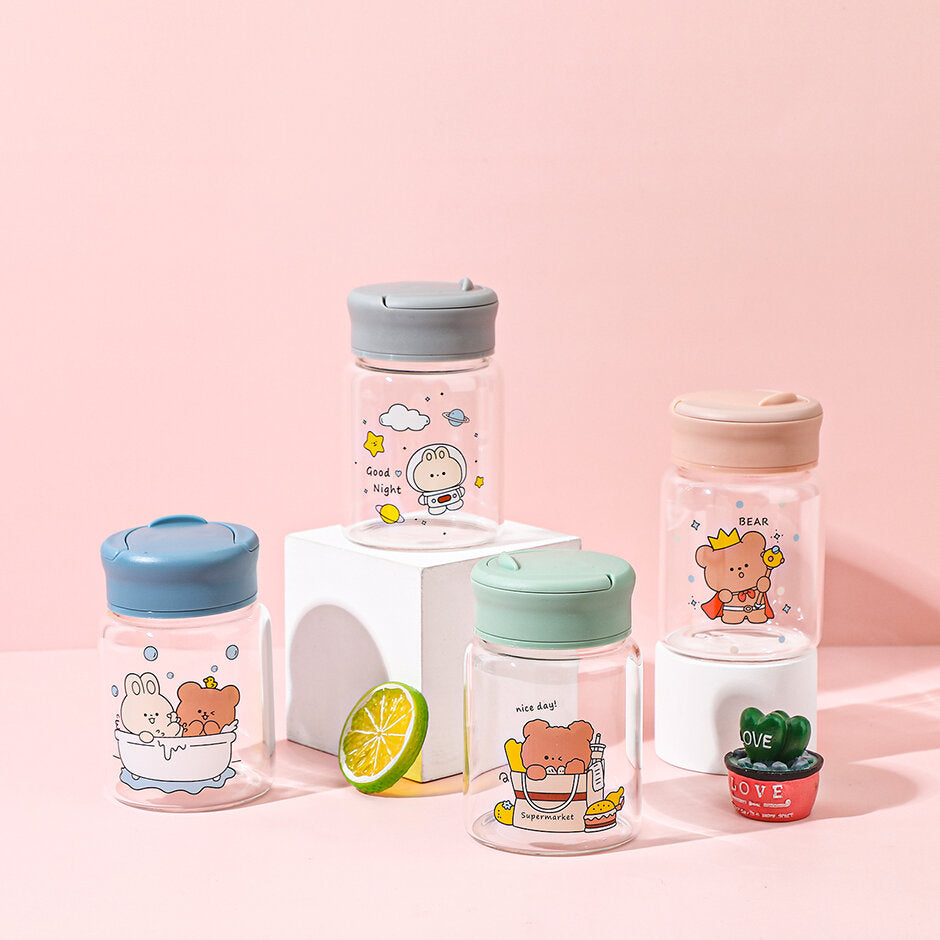 Bottiglia di vetro con simpatico animale - 350 ml