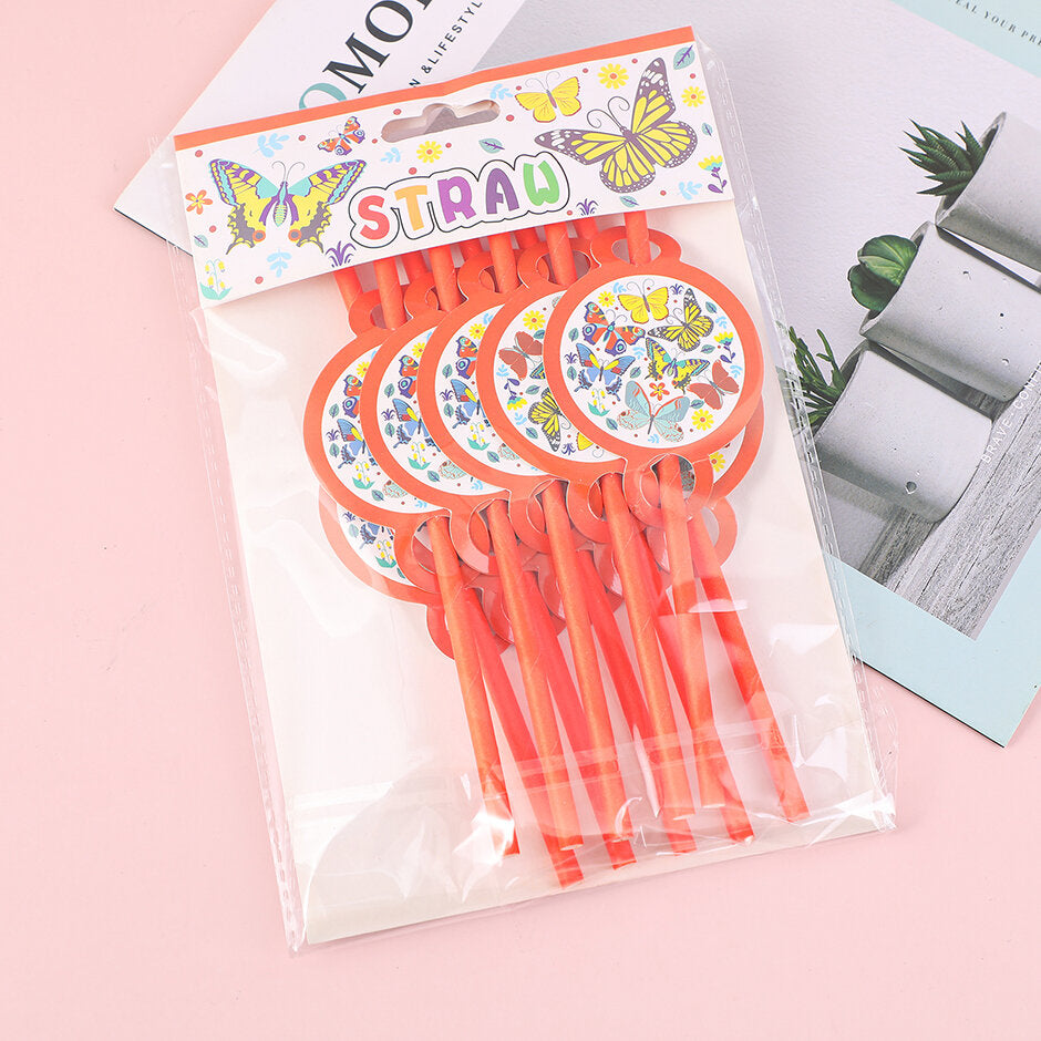 Farfalla in fiori serie cannuccia di carta (10pz)