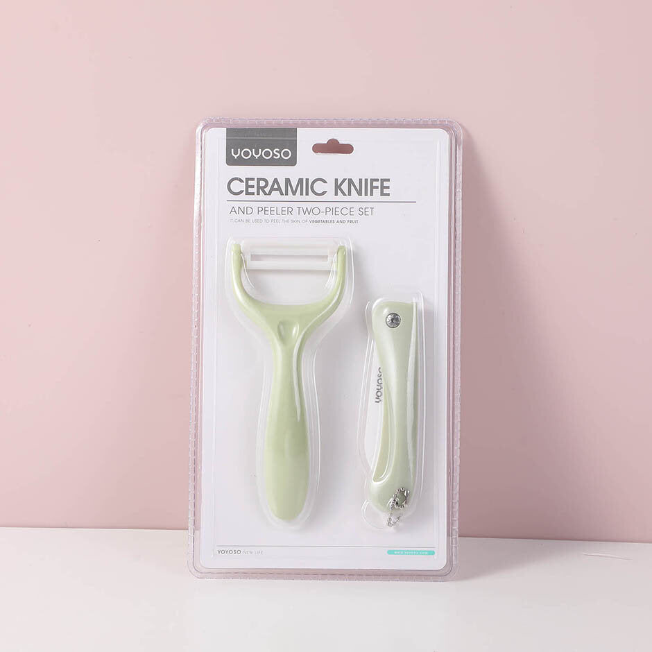 Set di due pezzi di coltello e pelapatate in ceramica