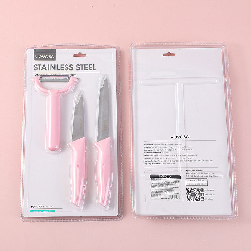 Set di tre coltelli in acciaio inox