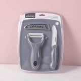 Mini tagliere con coltello in ceramica e pelapatate per frutta, set da tre pezzi