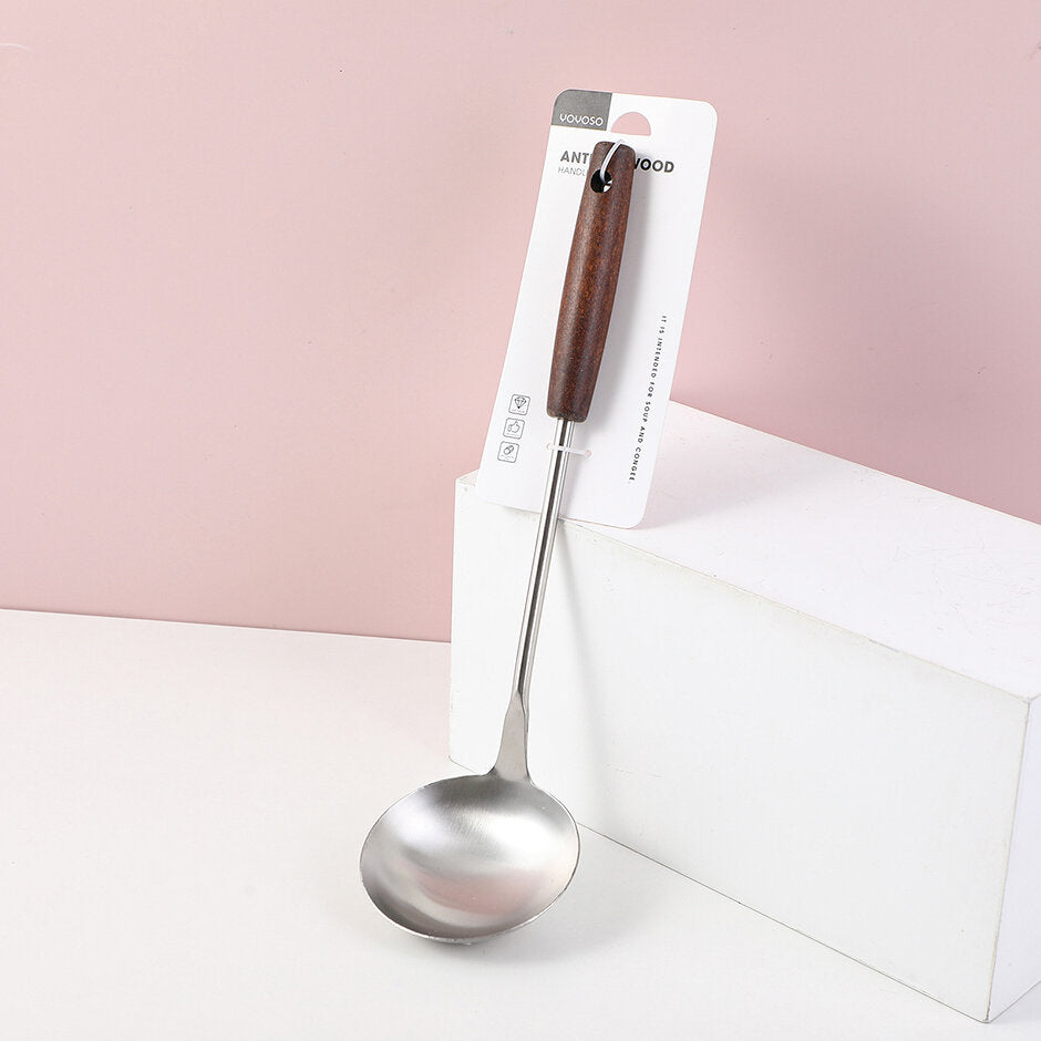 Mestolo smerigliato con manico in legno antico