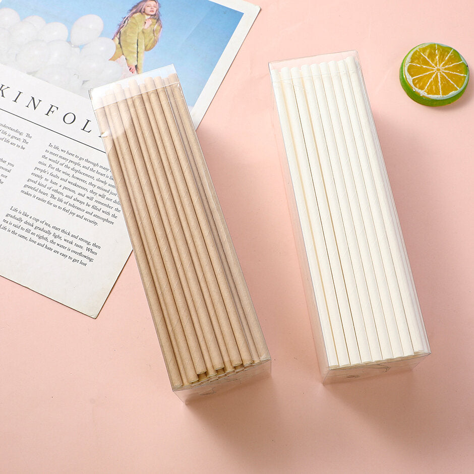 Cannucce di carta in scatola PET 100 pezzi - bianche