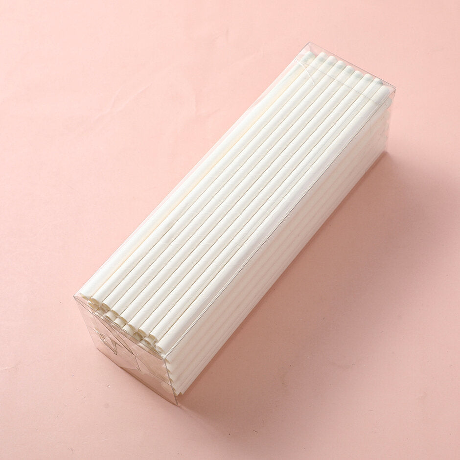 Cannucce di carta in scatola PET 100 pezzi - bianche