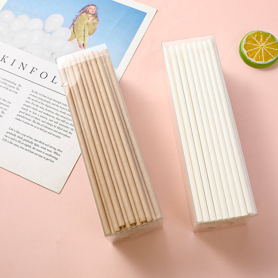 Cannucce di carta in scatola PET da 100 pezzi - colore vacchetta