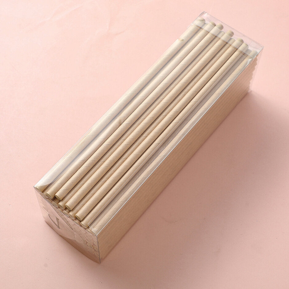 Cannucce di carta in scatola PET da 100 pezzi - colore vacchetta