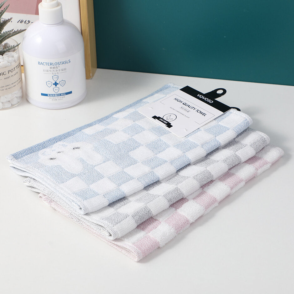 Asciugamano per bambini con coniglio a scacchi