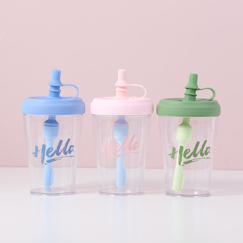 Tazza semplice con cannuccia 460ml-verde