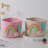 Cestino portaoggetti in cotone rosa arcobaleno